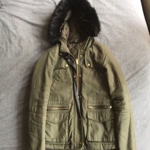 Army green bomber style winter coat